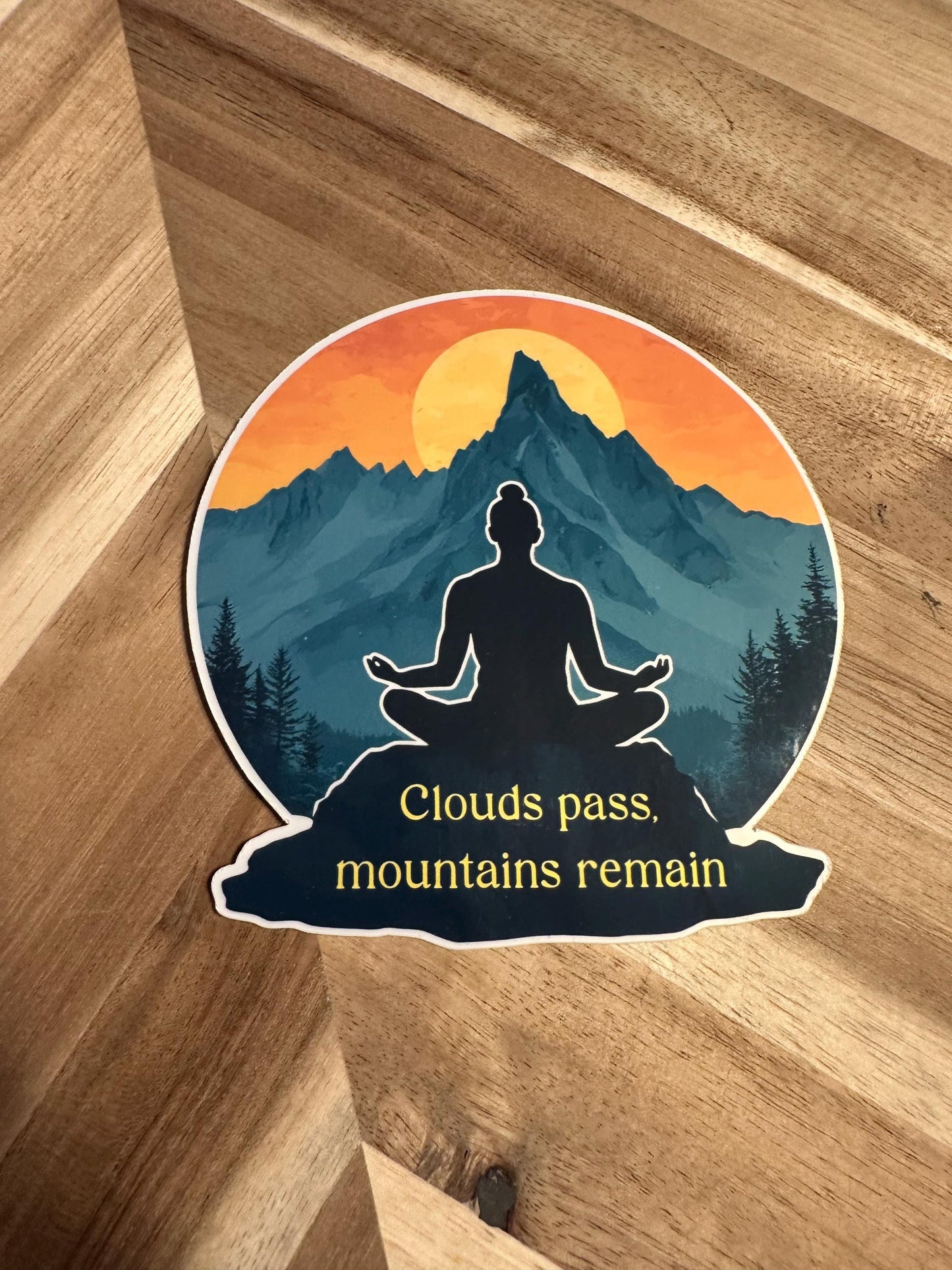 Mountain Meditation Sticker: Inspirational Nature Quote Decal