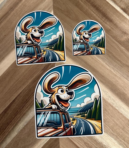 Mountain Bliss: Happy Dog | Car Riding Dog Sticker