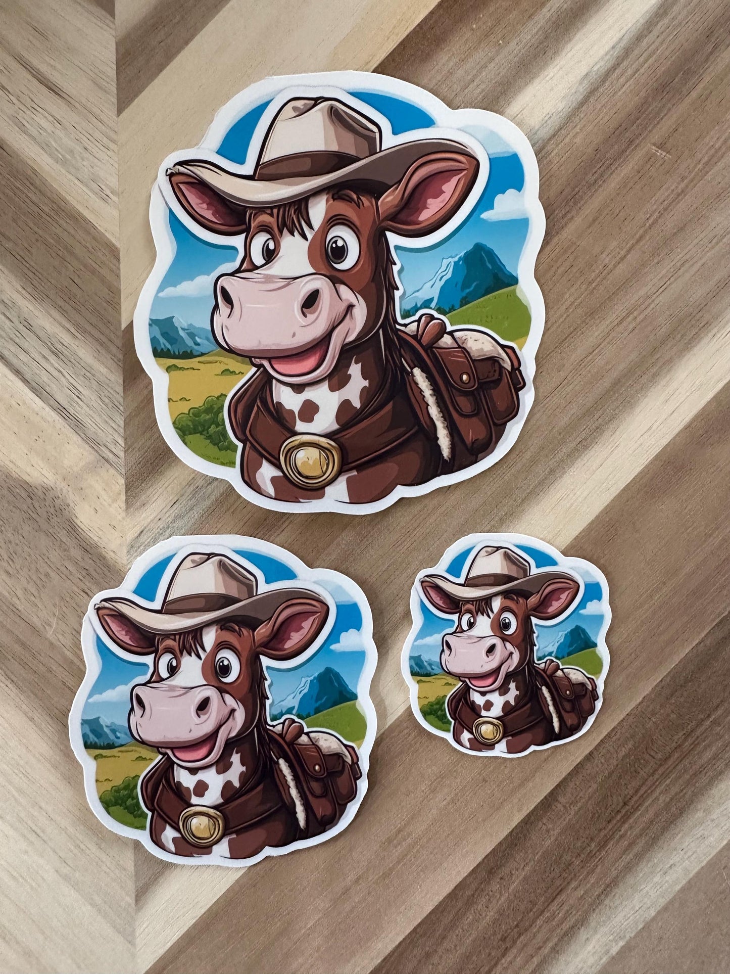 Cowboy Cow Vinyl Sticker | Cute Western Adventure Decal