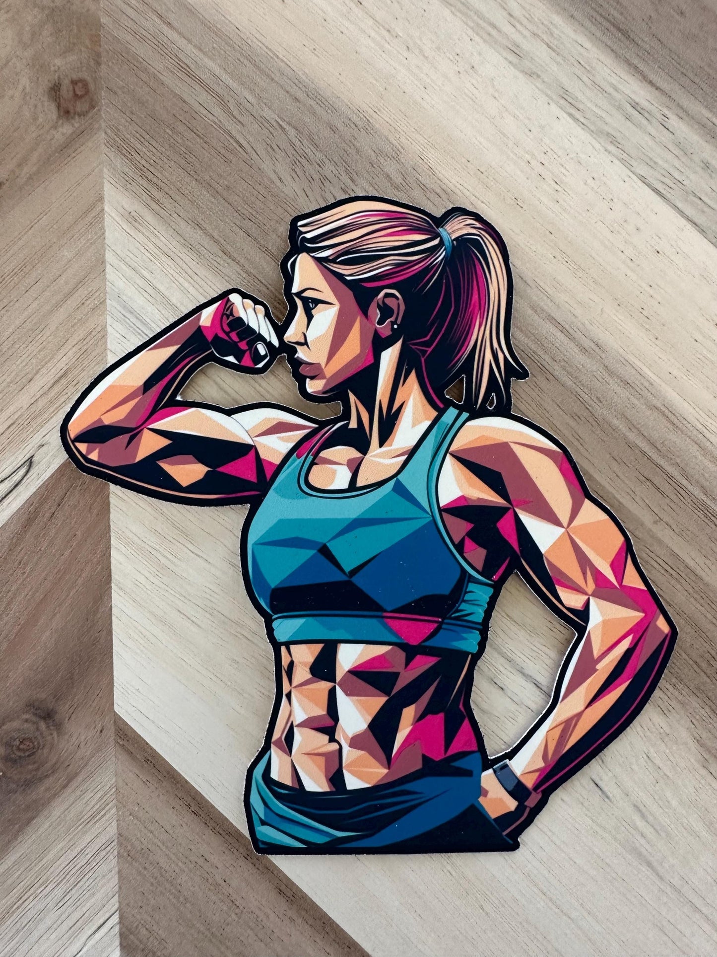 Geometric Fitness Woman Sticker - Workout Gym Vinyl Decal