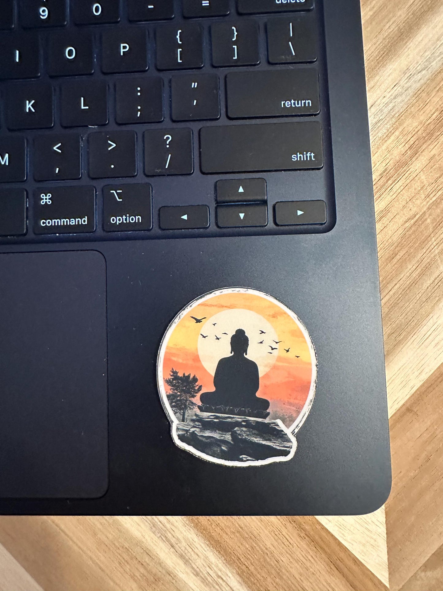 Buddha Sunset Sticker: Zen Meditation Vinyl Decal