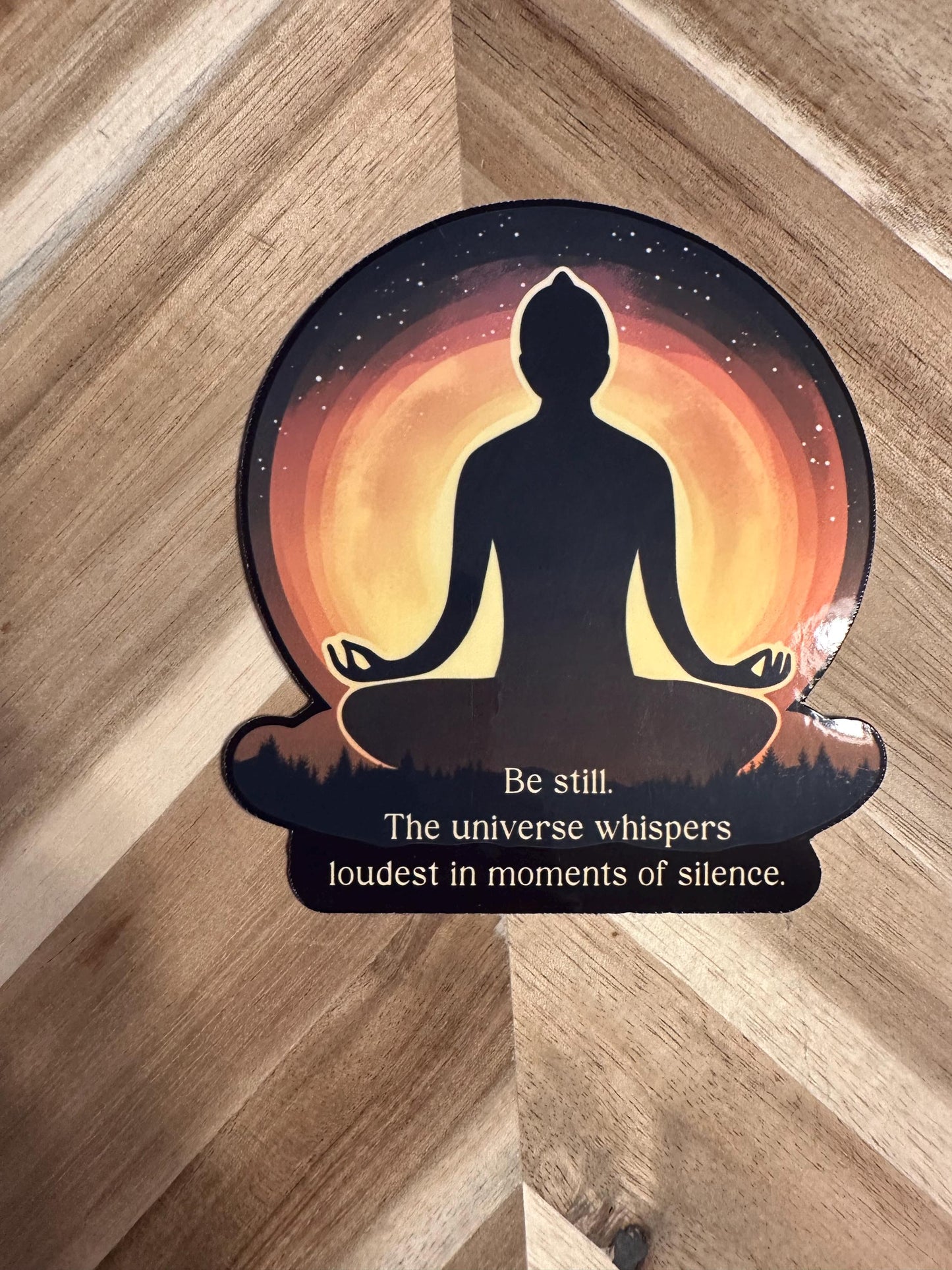 Meditation Silhouette Sticker: Mindfulness Quote, Spiritual Wall Art