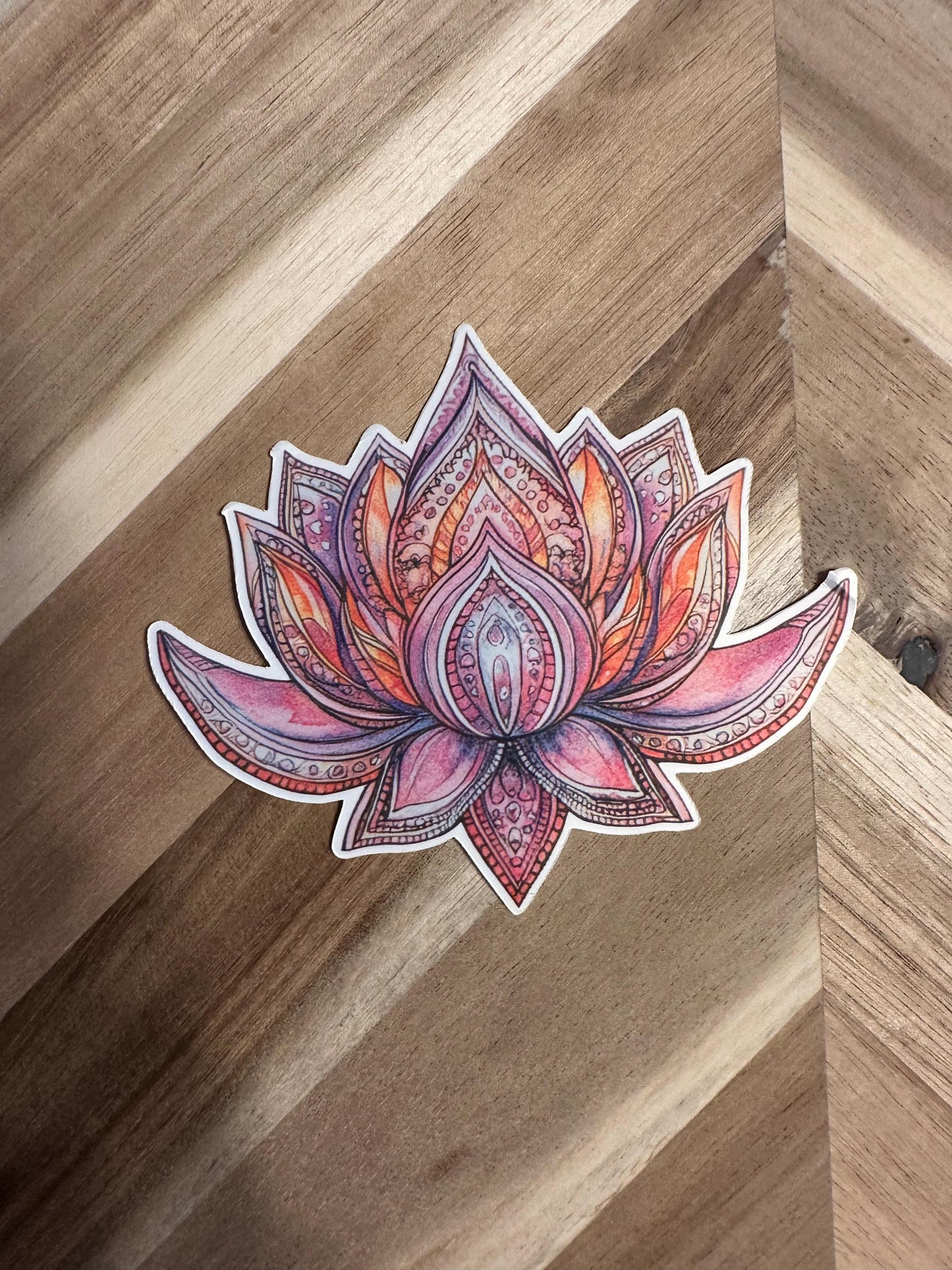 Watercolor Lotus Flower Sticker: Mandala Art, Boho Yoga Decal