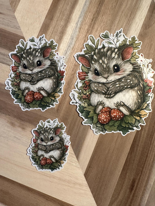 Spotted Dormouse Sticker: Cottagecore Woodland Vinyl Decal