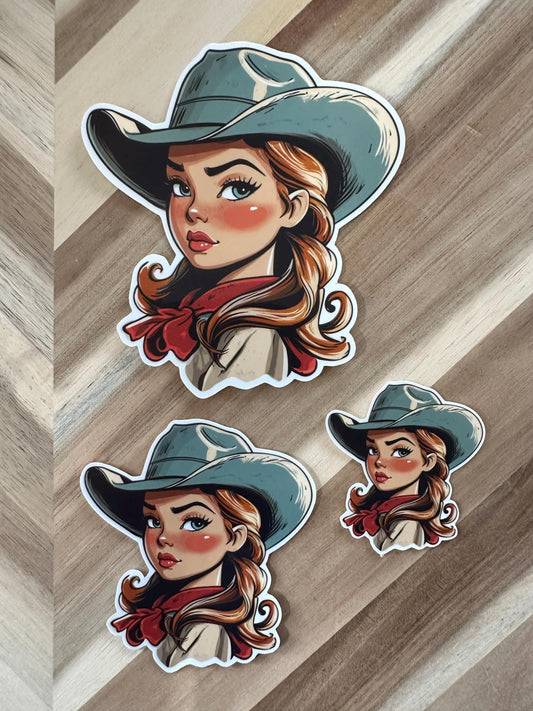 Western Cowgirl Vinyl Sticker | Vintage Pin-Up Style Decal