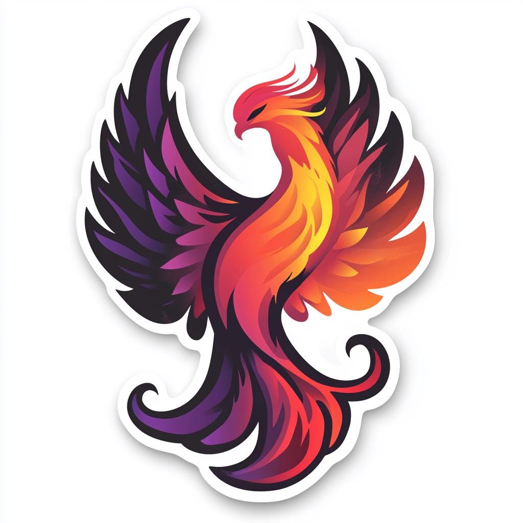 Phoenix Rising Sticker - Mythical Fire Bird Vinyl Decal