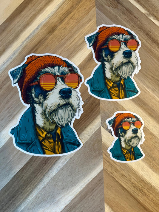 Cool Dog with Sunglasses Sticker - Retro Vintage Style Pet Decal