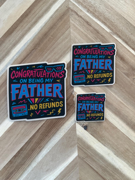 Funny Father's Day Sticker: 80s Retro Dad Humor Decal