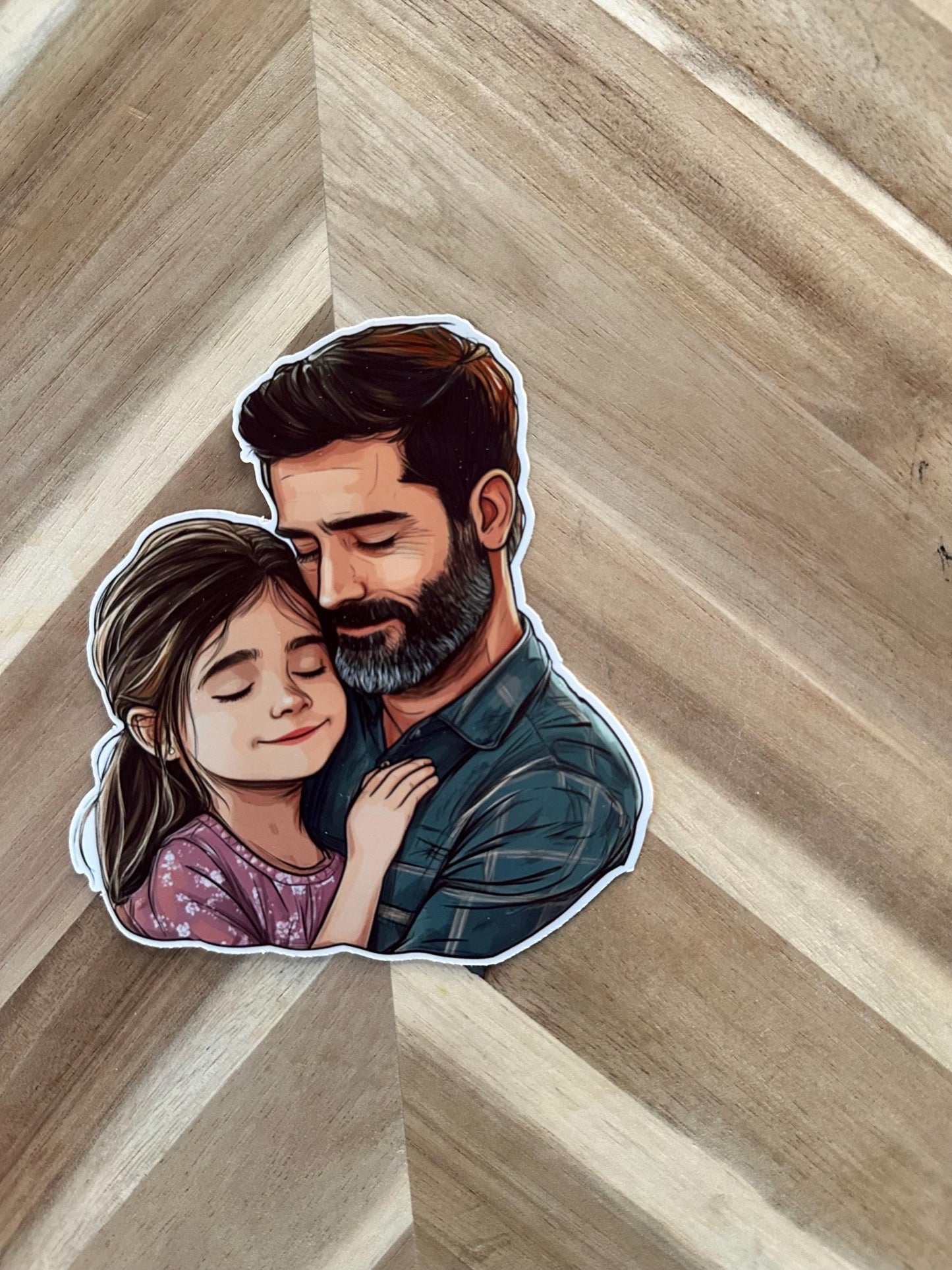 Dad & Daughter Hug Sticker | Father Daughter Bond Decal | Girl Dad Gift | Waterproof Vinyl Sticker | Father's Day Present | Family Love Art