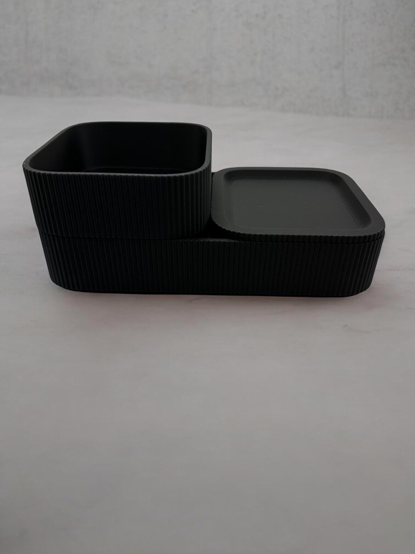 3D Printed Stackable Storage Box Set - Ribbed Desk Organizer