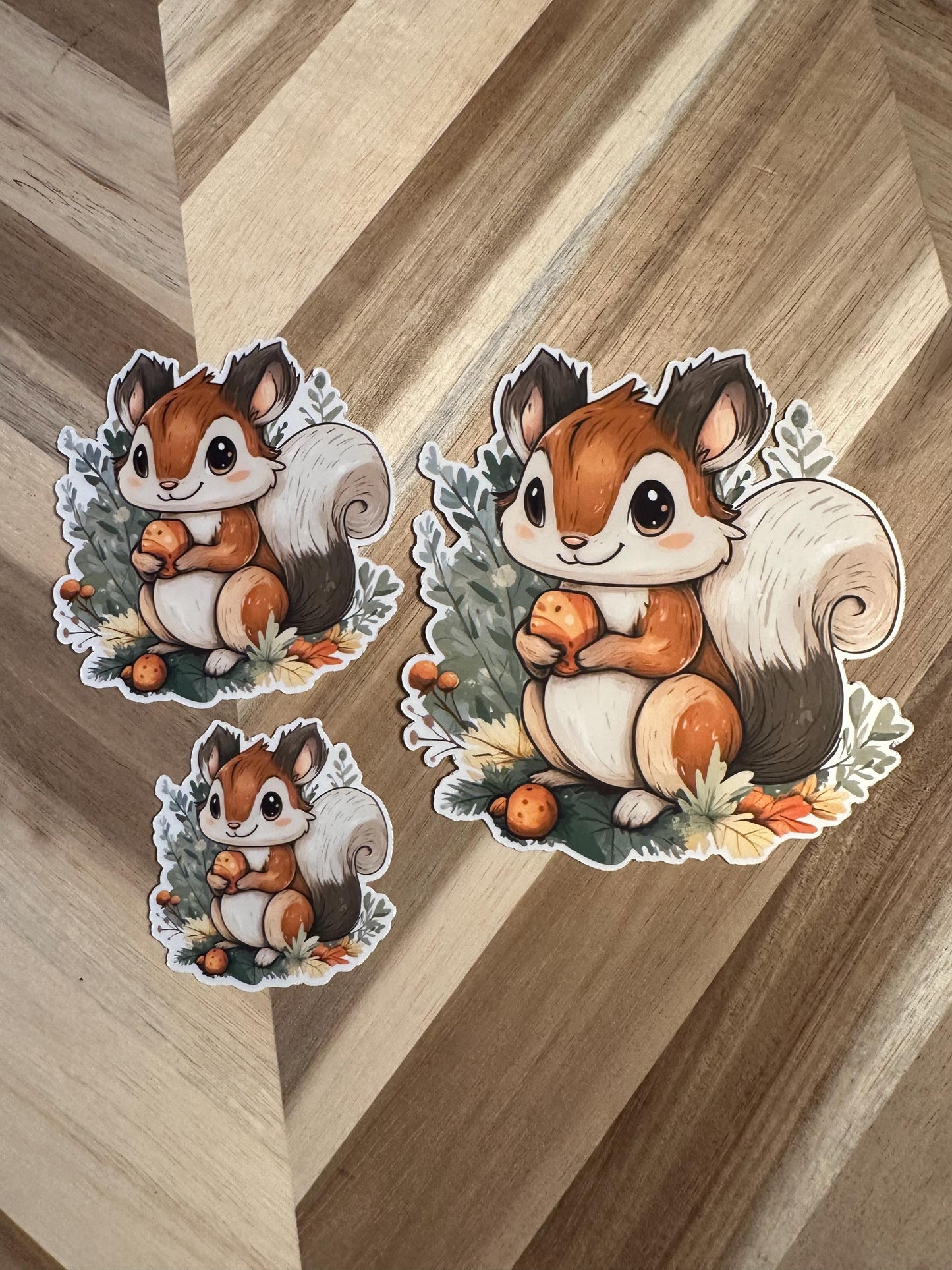 Acorn Squirrel Sticker: Die Cut Vinyl, Autumn Decor