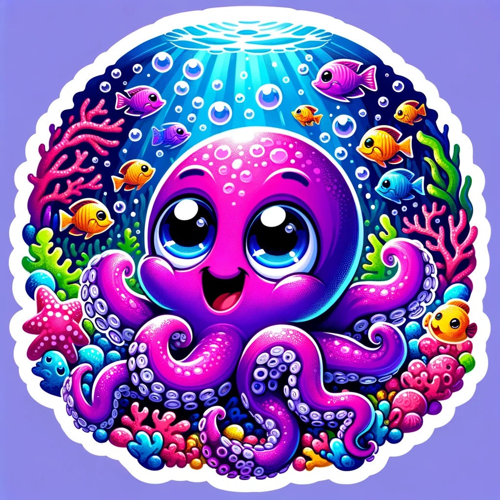 Purple Octopus Sticker: Under the Sea Creature