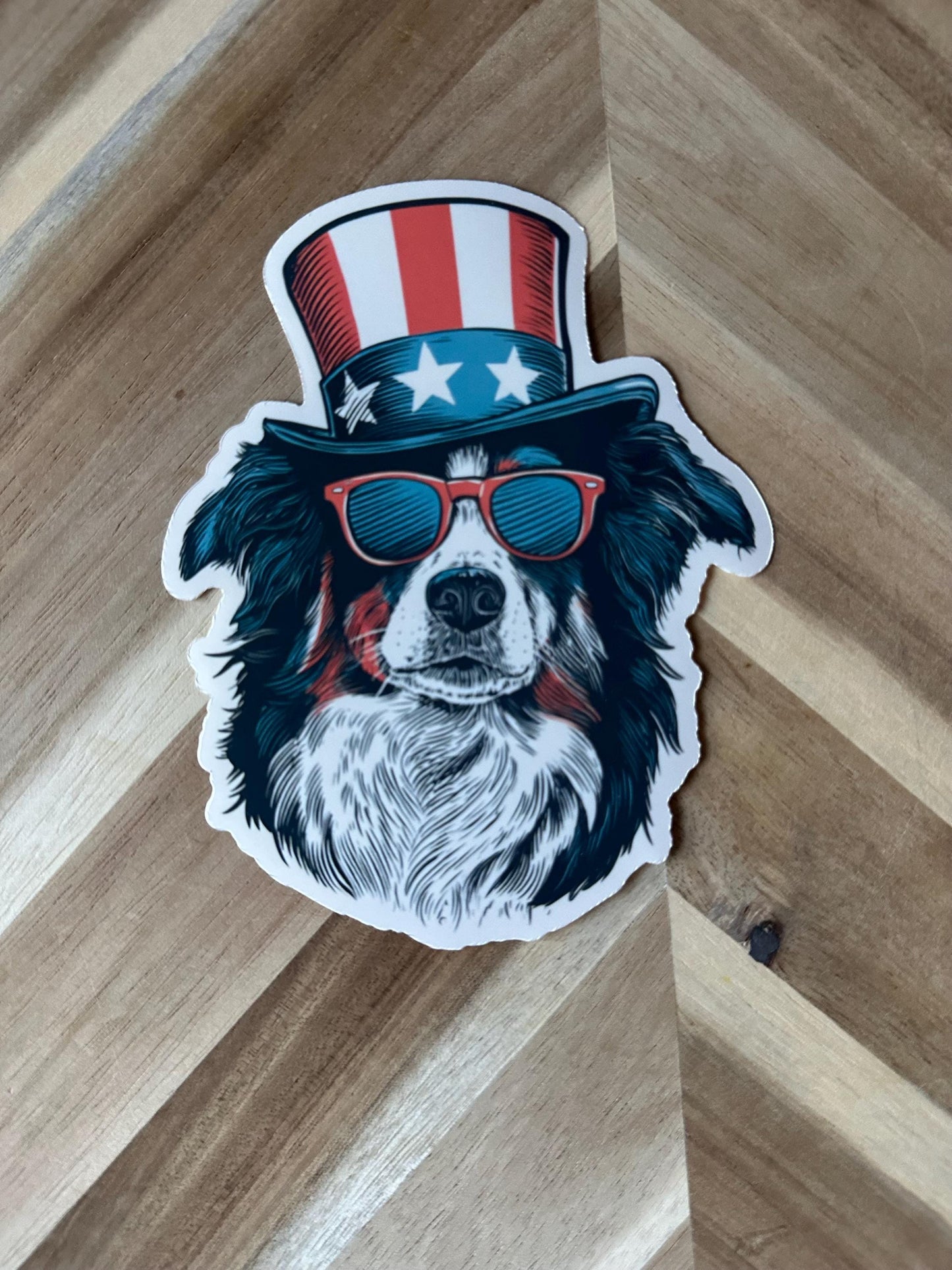 Patriotic Bernese Mountain Dog Sticker: Uncle Sam 4th of July Decal