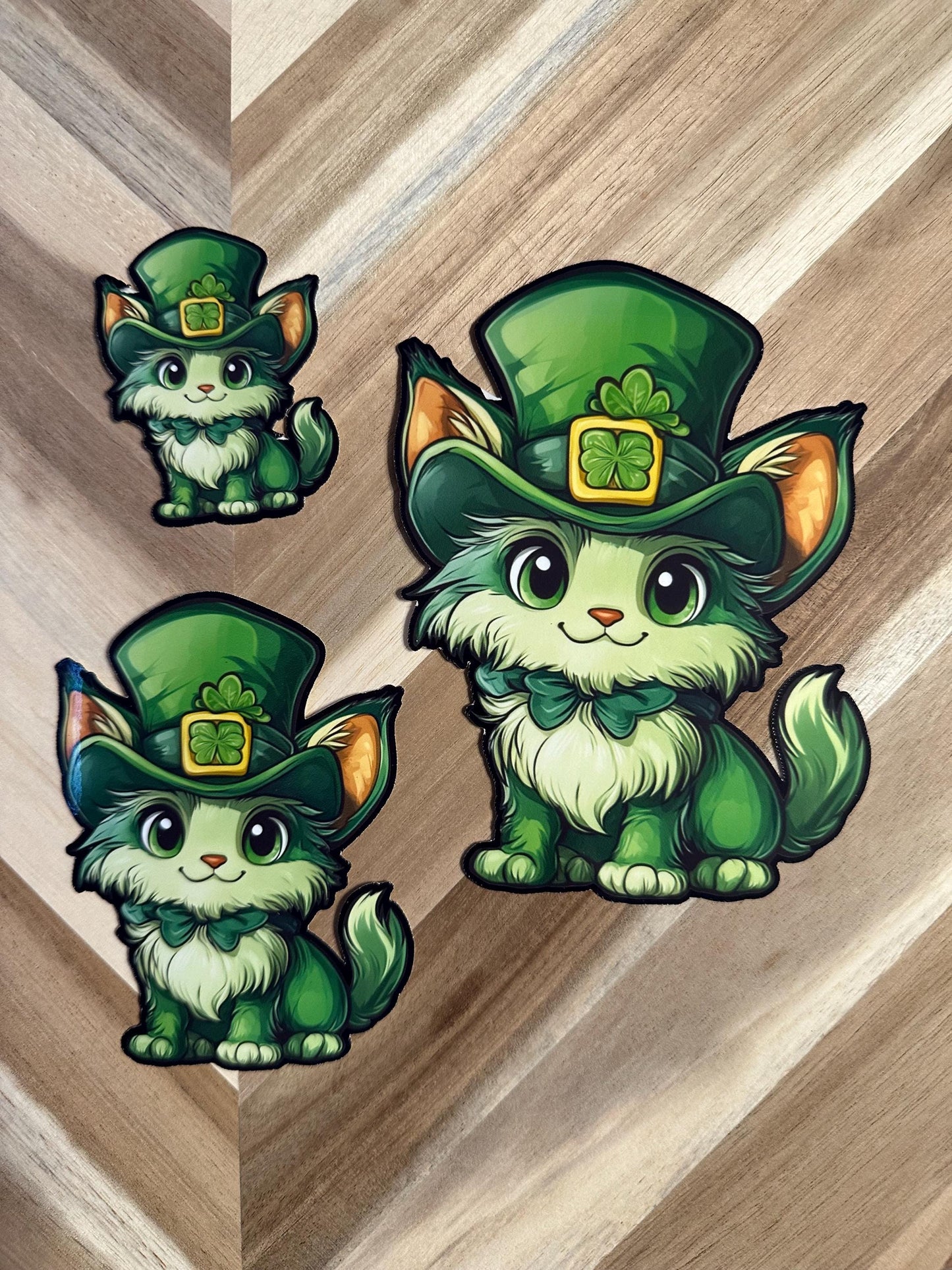 St. Patrick's Day Cat Sticker: Leprechaun Kitten Vinyl Decal