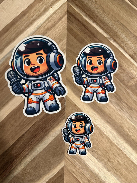 Cute Astronaut Podcaster Sticker - Space Vinyl Decal