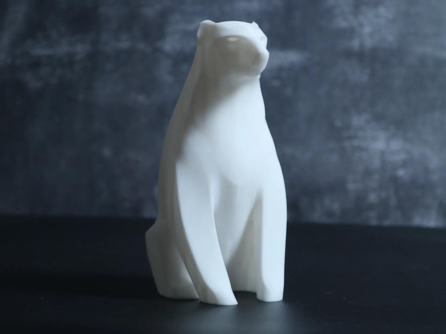 3D Printed Minimalist Polar Bear Sculpture - Modern Arctic Home Decor