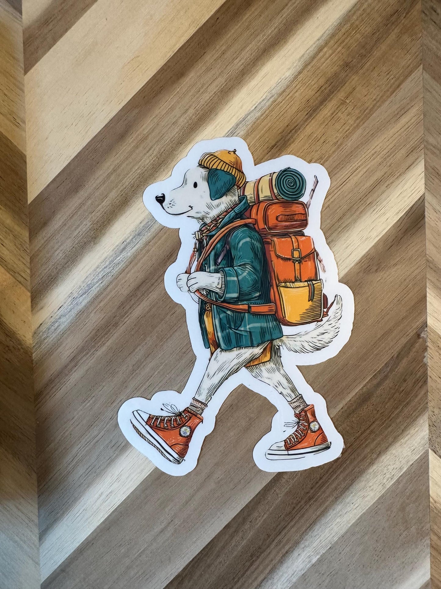 Adventure Dog Backpacker Sticker - Hiking Camping Travel Decal