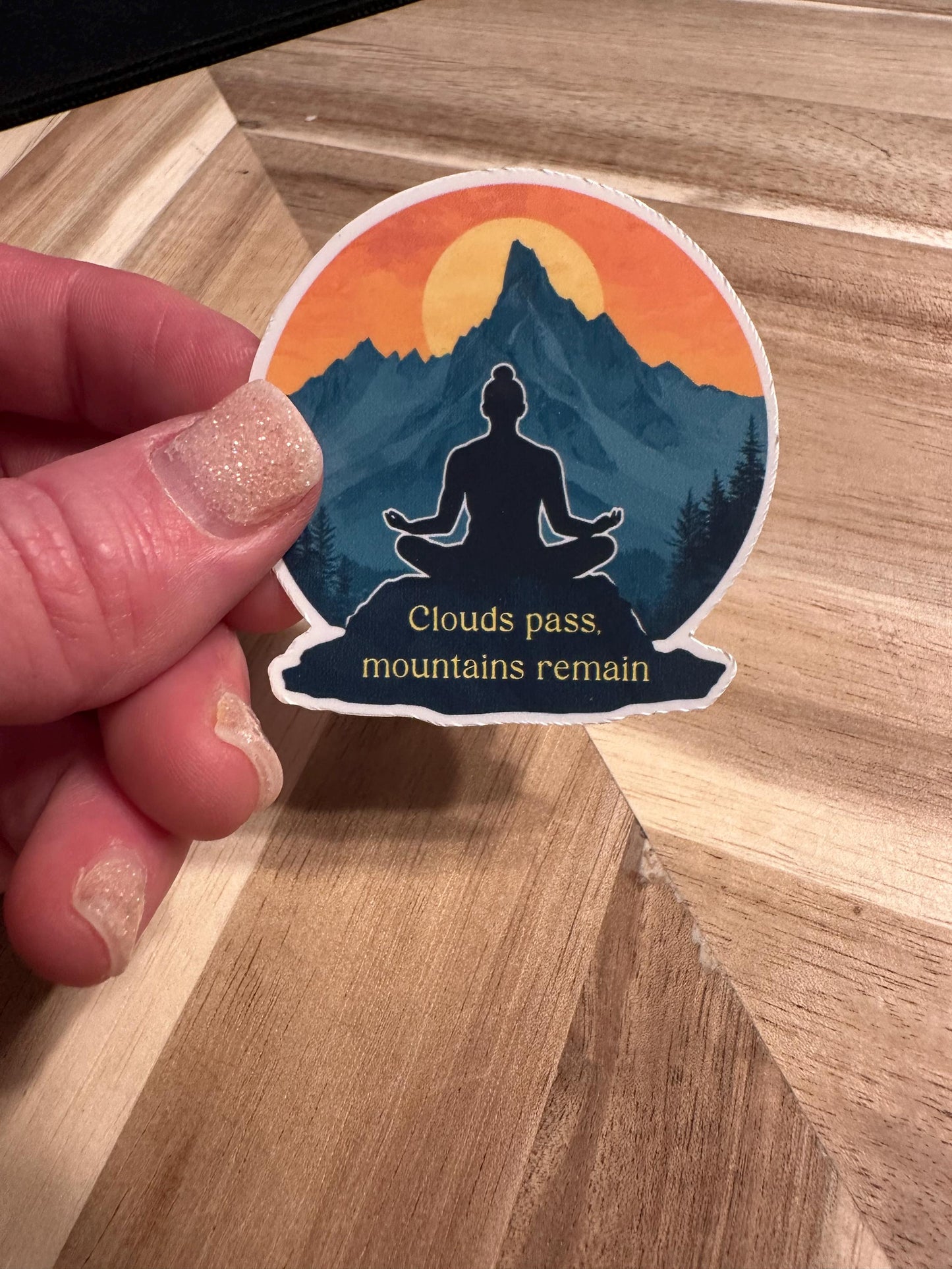 Mountain Meditation Sticker: Inspirational Nature Quote Decal