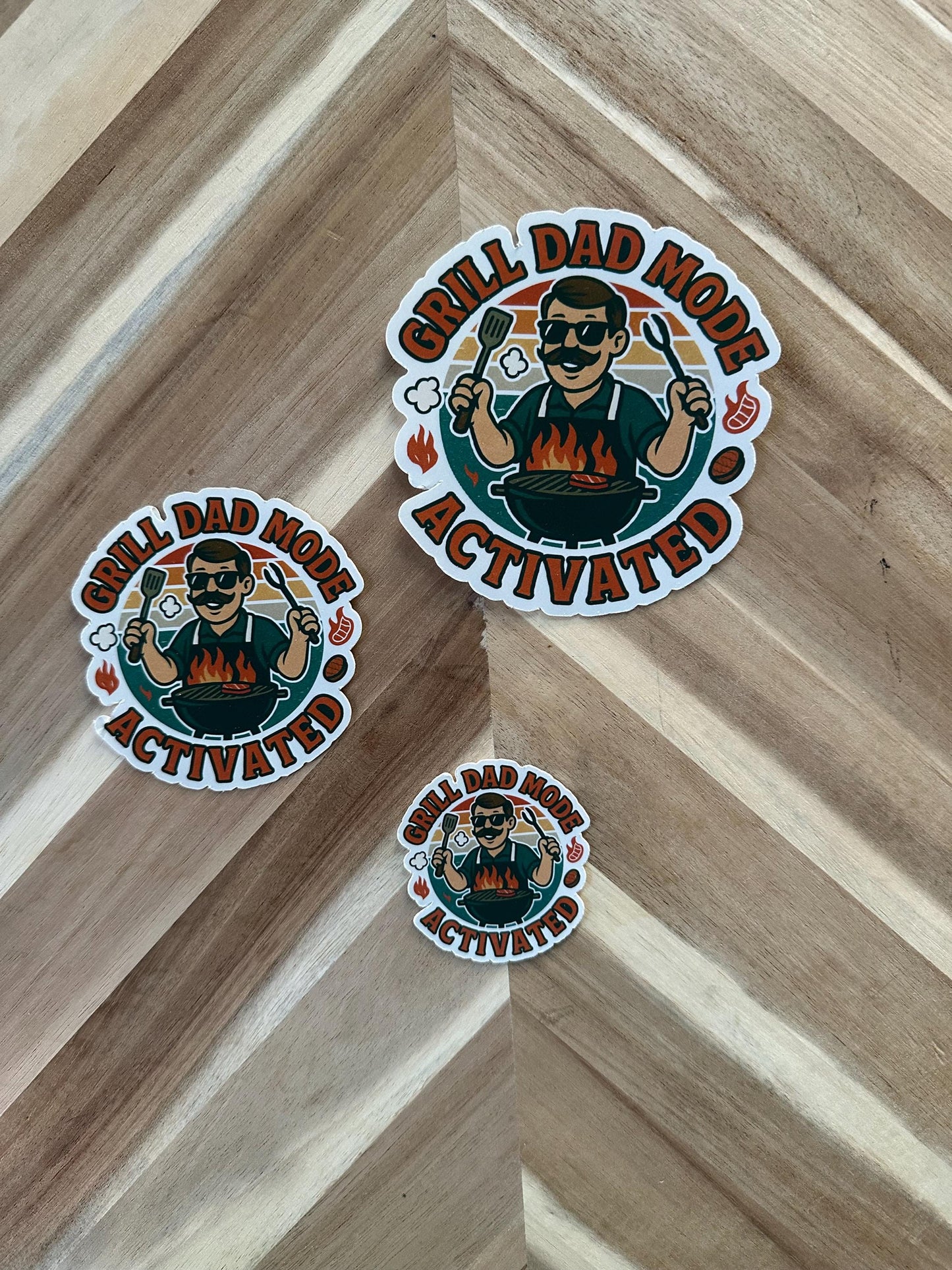 Grill Dad Mode Activated Sticker: Funny BBQ Vinyl Decal