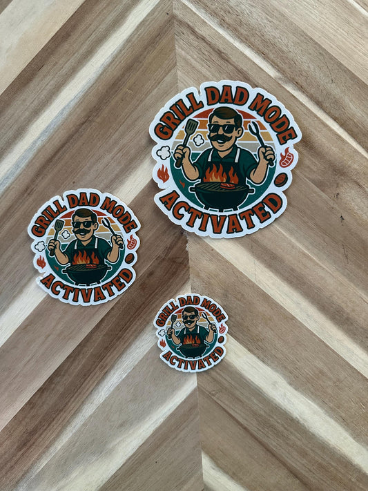 Grill Dad Mode Activated Sticker: Funny BBQ Vinyl Decal