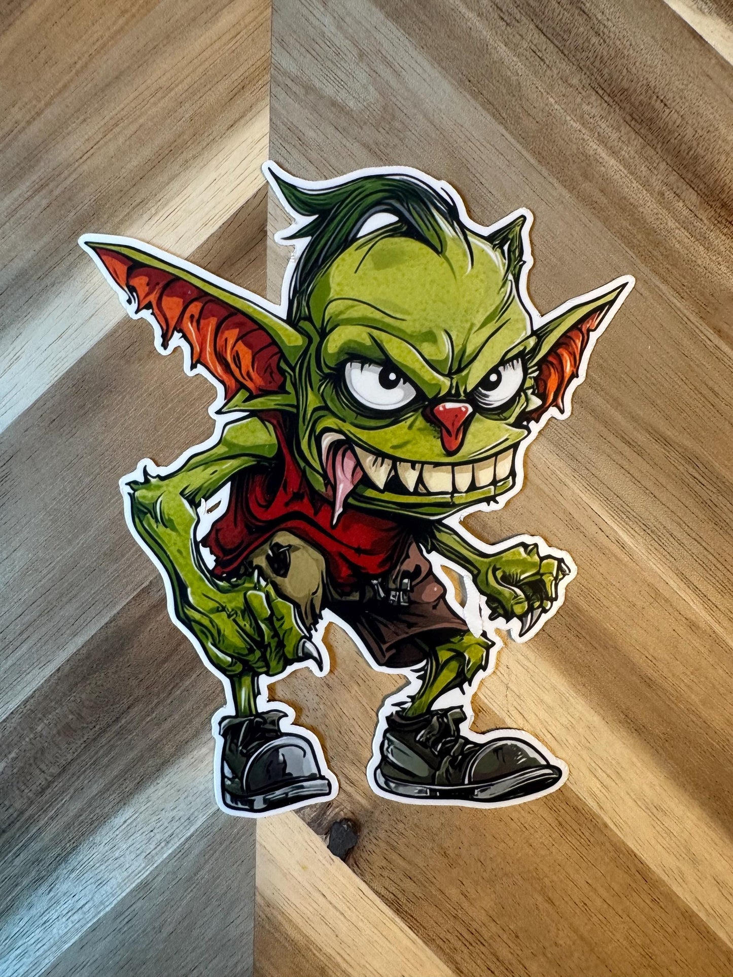 Green Imp Vinyl Sticker | Fantasy Creature Decal | Punk Monster Art | Waterproof Laptop Sticker