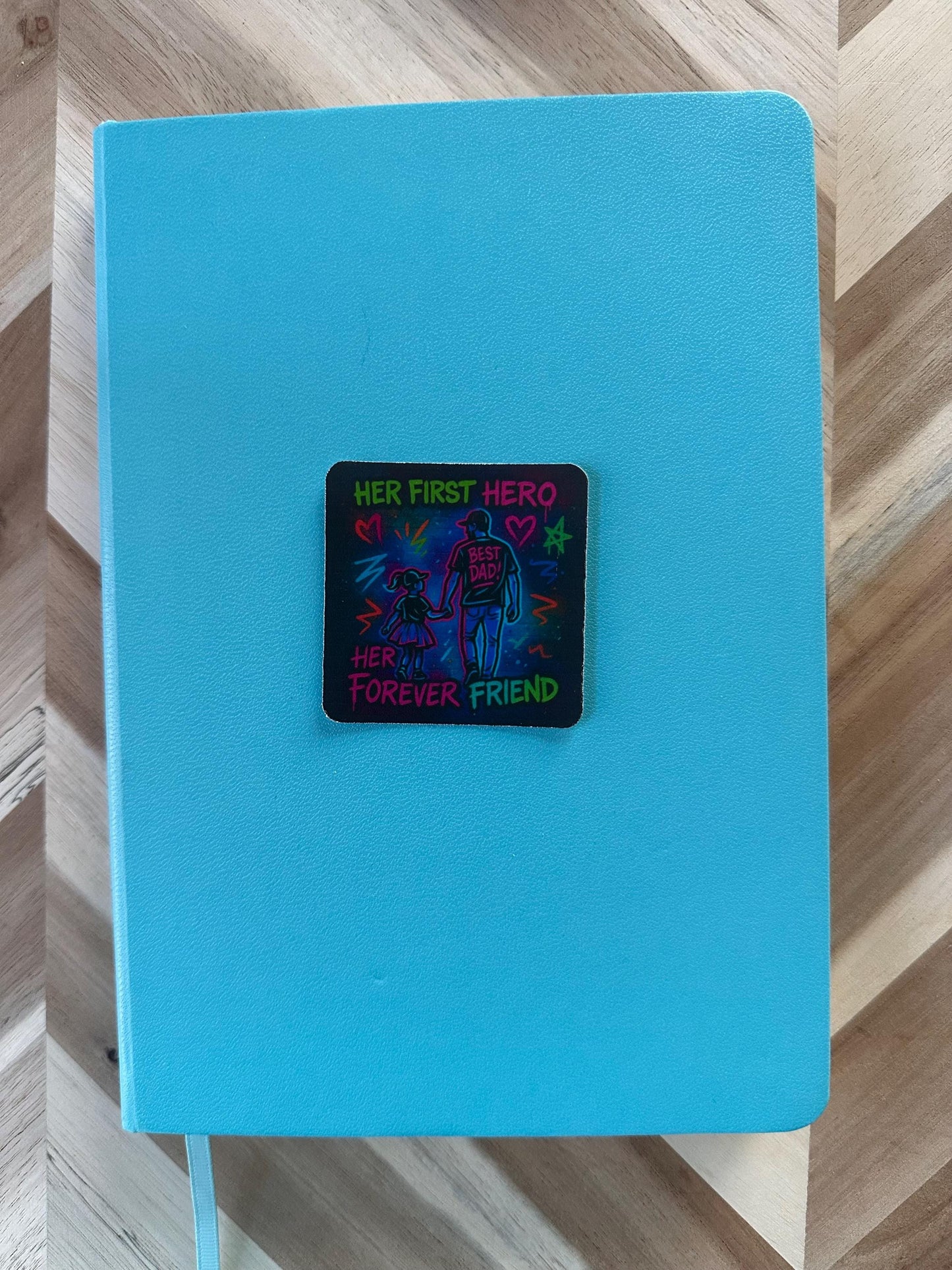 Neon Dad & Daughter Vinyl Sticker: Her First Hero