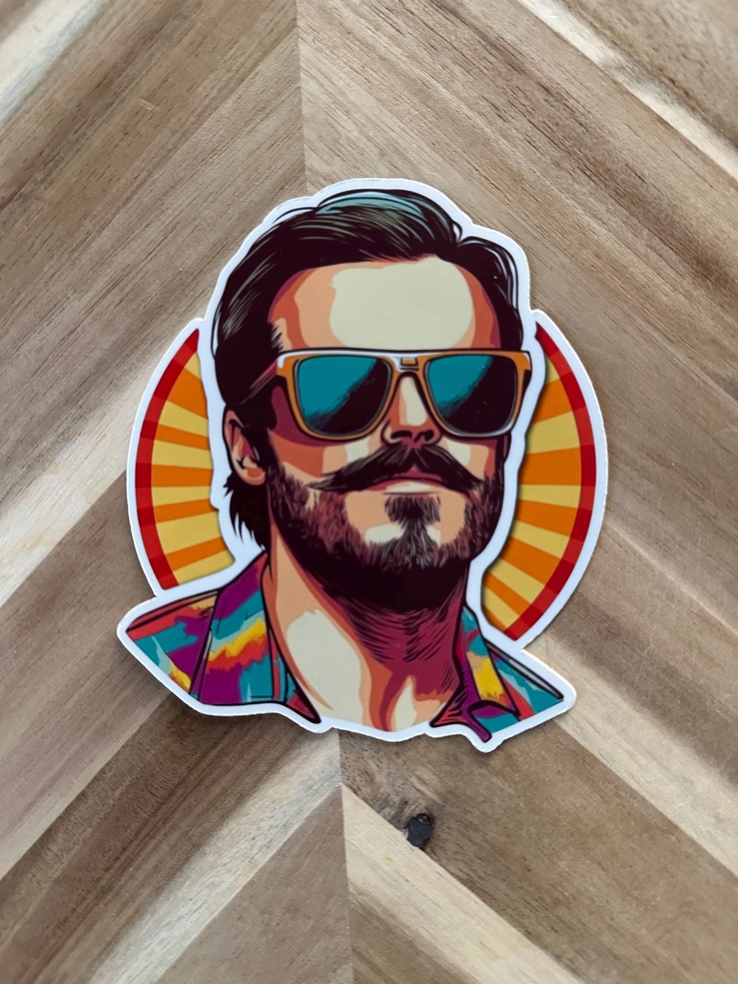 Retro Cool Dad Sticker | 70s Vintage Style Man | Hipster Father Decal | Groovy Dad Gift | Mustache Sunglasses Vinyl | Father's Day Present