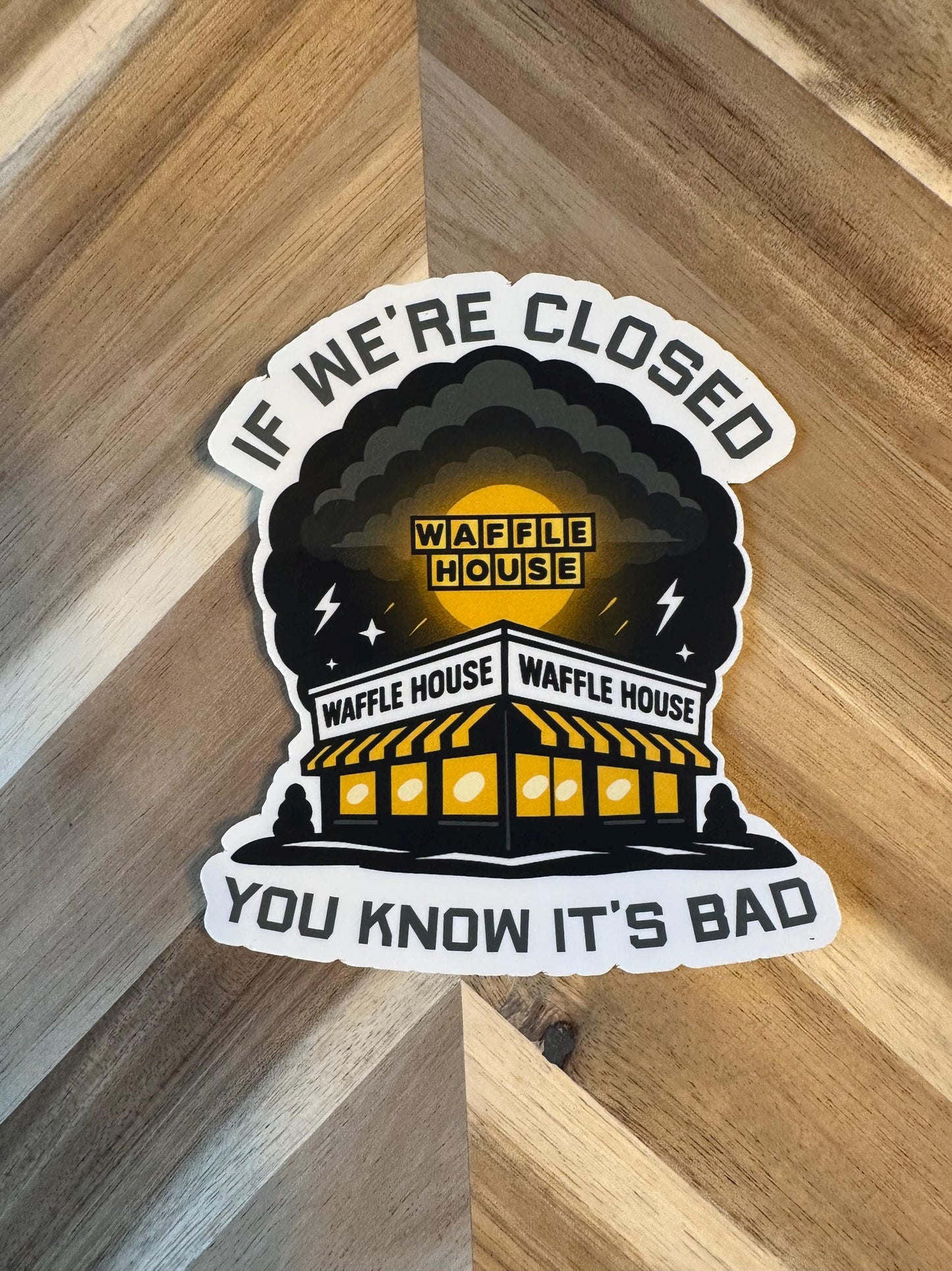 Waffle House Disaster Scale Sticker: Funny Southern Vinyl Decal