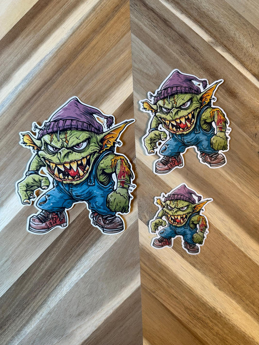 Green Goblin Vinyl Sticker: Waterproof Fantasy Creature Decal