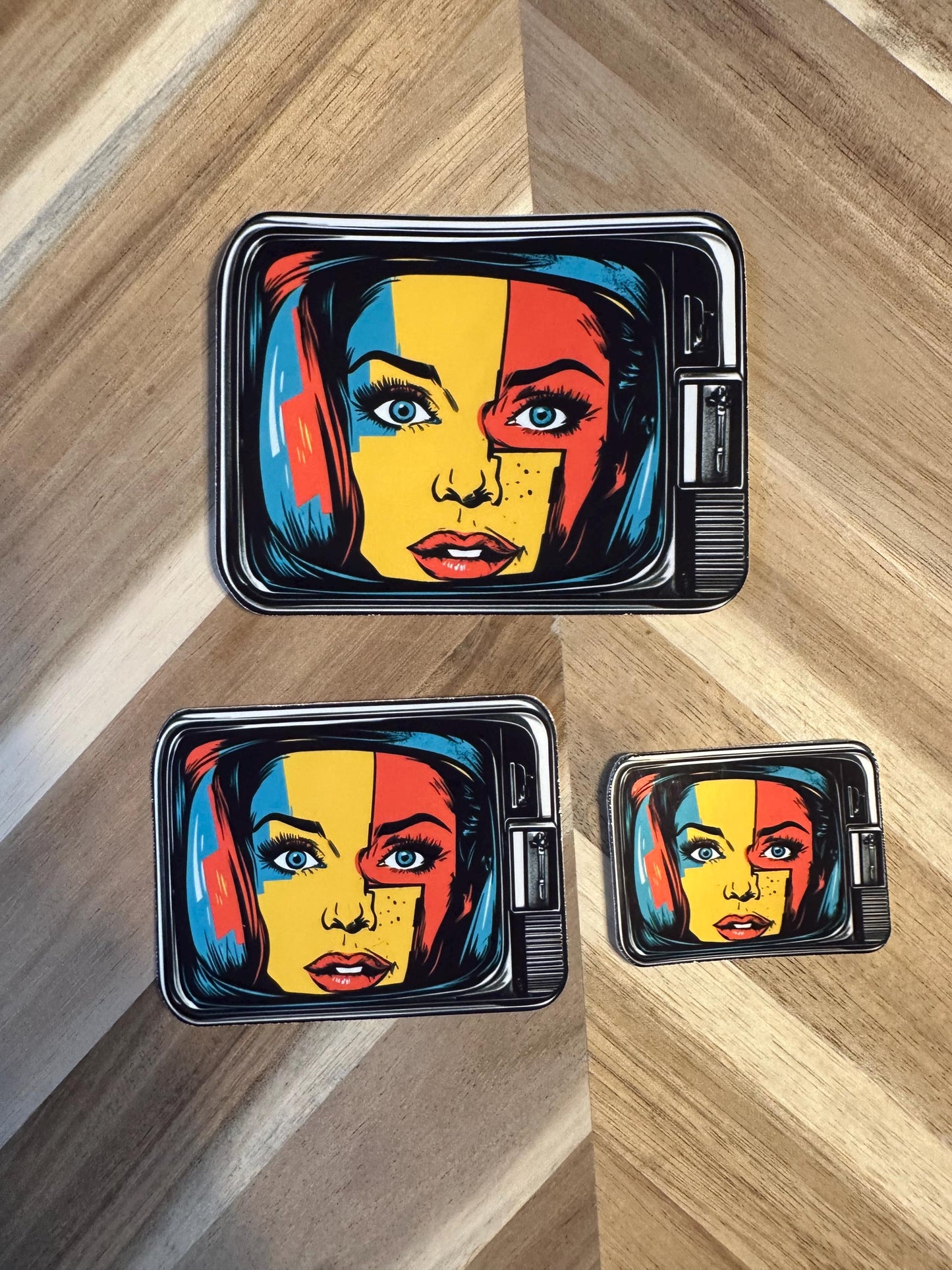 Pop Art TV Sticker: Retro 80s Nostalgia Vinyl Decal