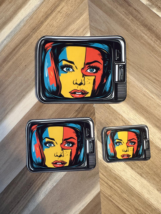 Pop Art TV Sticker: Retro 80s Nostalgia Vinyl Decal