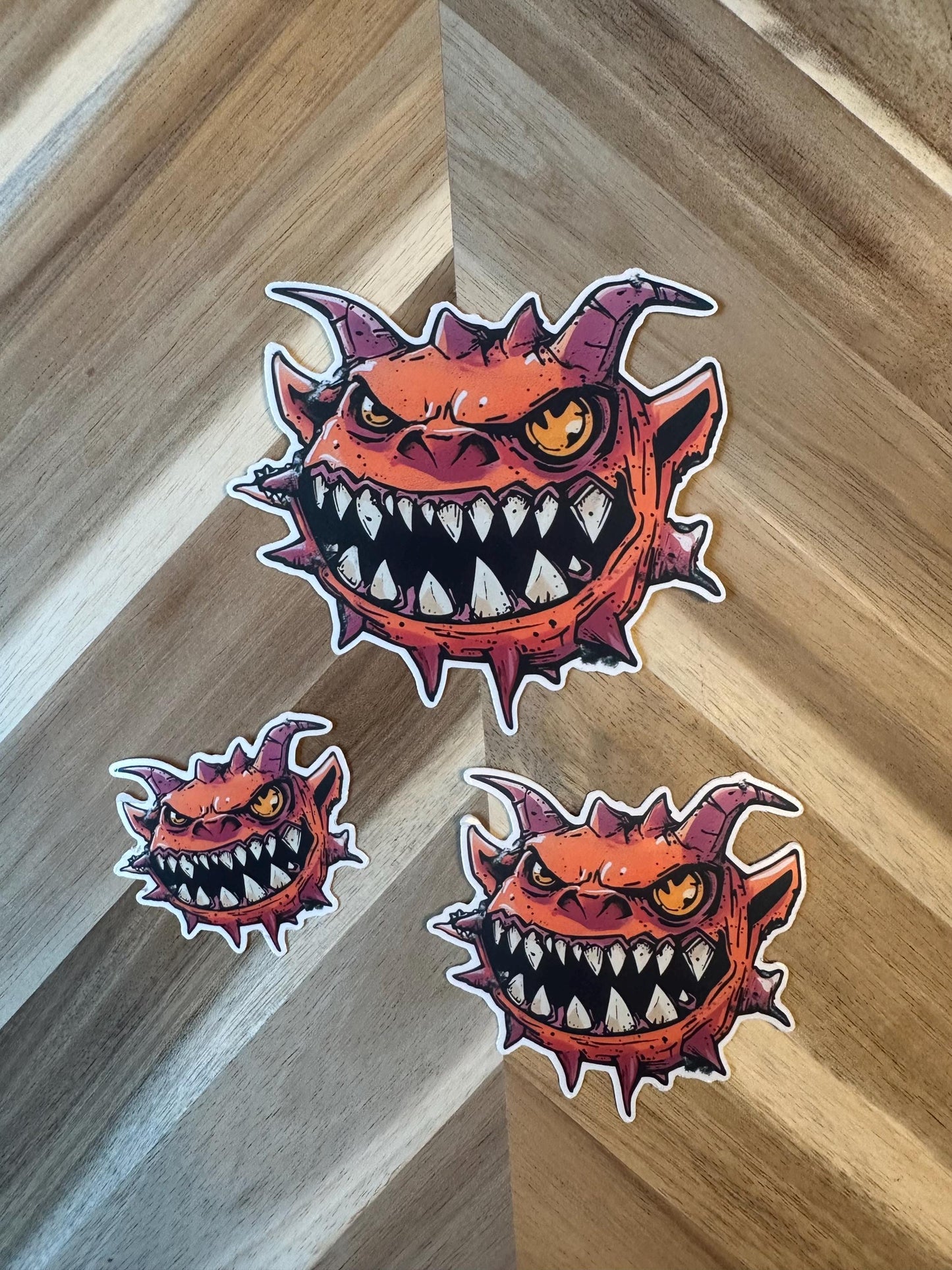 Cacodemon Vinyl Sticker | Doom Inspired Monster Decal | Fiery Red Demon Head | Creature Collection