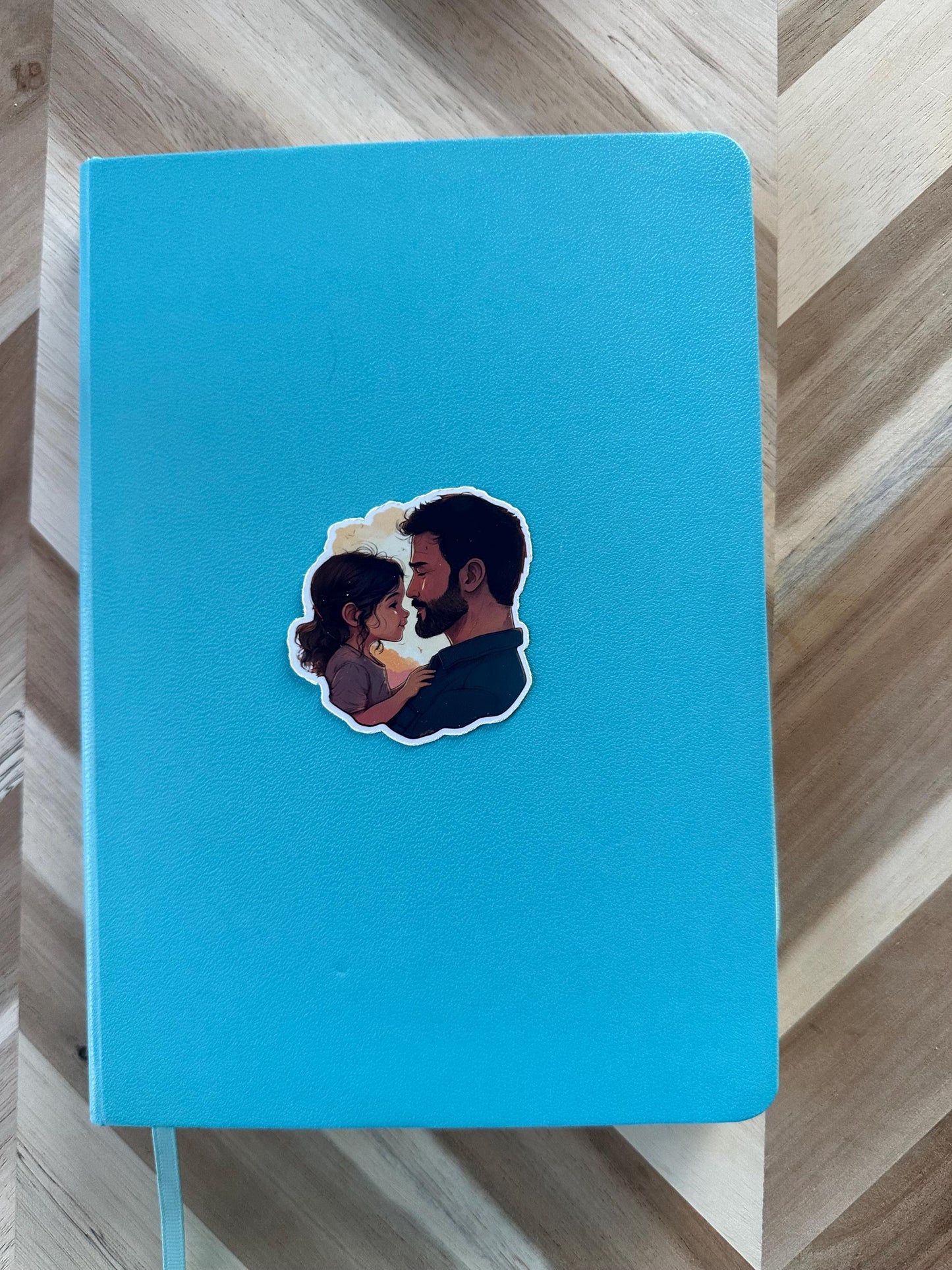 Father & Baby Art Sticker: Modern Family Portrait Vinyl Decal