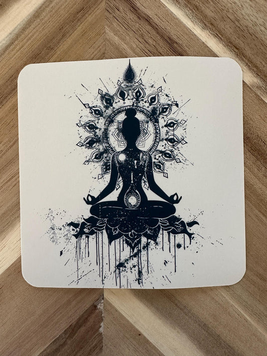 Minimalist Buddha Mandala Vinyl Sticker: Zen Meditation Decor