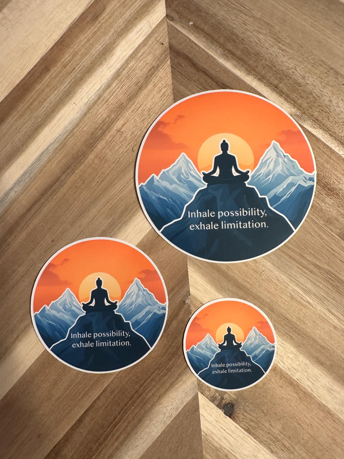 Sunset Yoga Sticker | Yoga Quote Decal | "Inhale possibility, exhale limitation" | Inspirational Breathwork Vinyl
