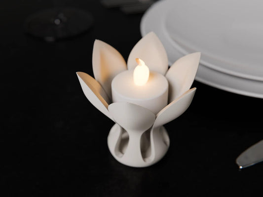 3D Printed Blooming Lotus Tea Light Holder - Elegant Candle Decor