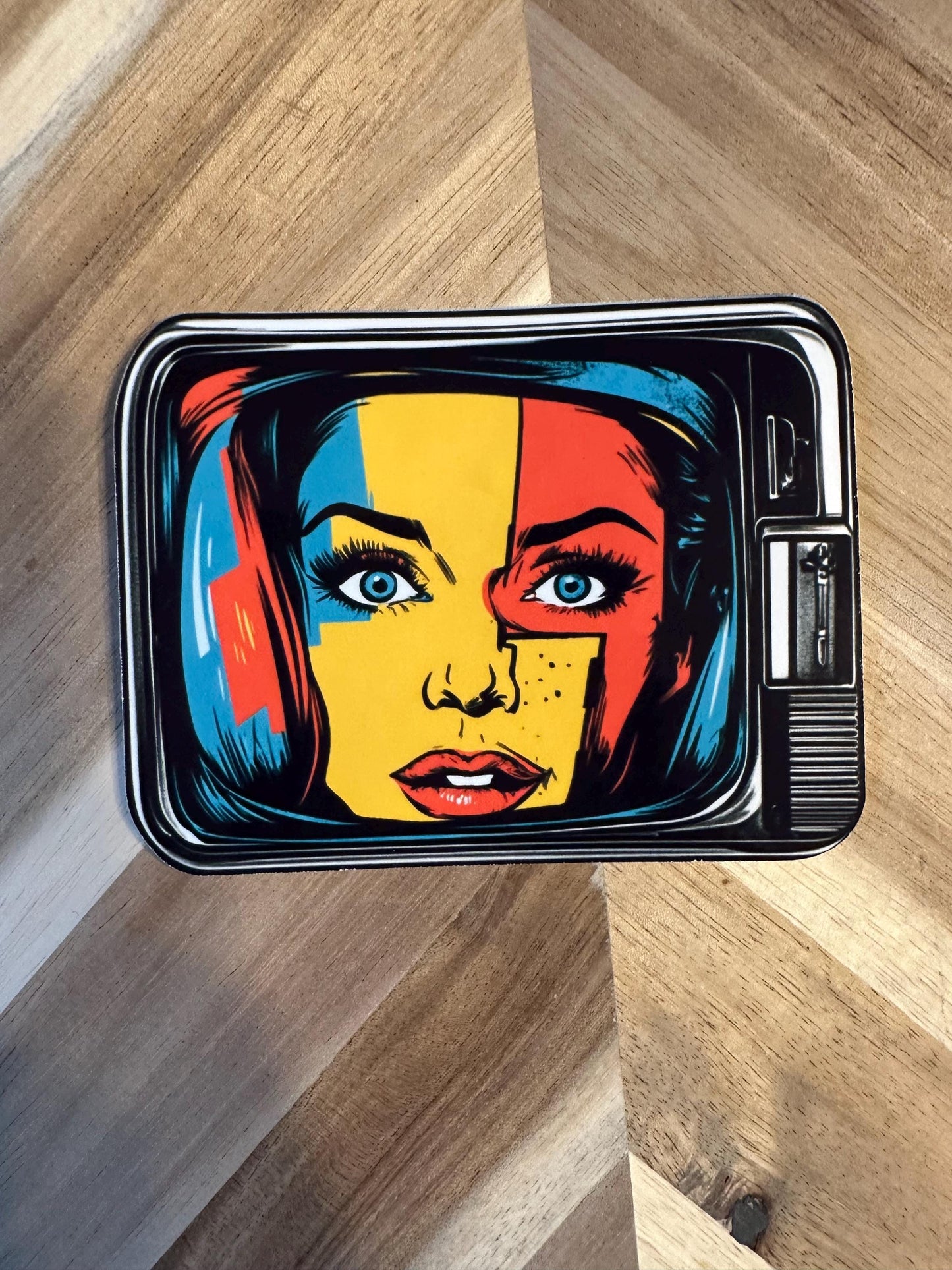 Pop Art TV Sticker: Retro 80s Nostalgia Vinyl Decal
