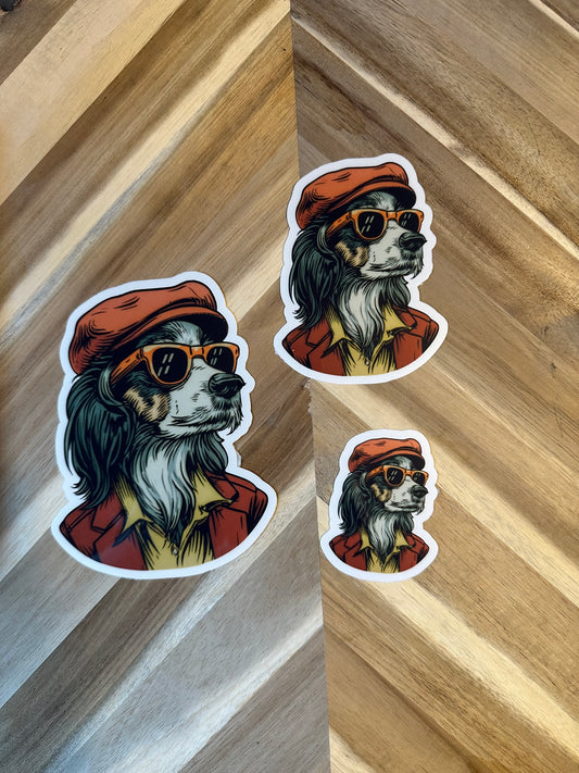 Retro Cool Dog Sticker - Vintage Hipster Cavalier King Charles Spaniel Decal