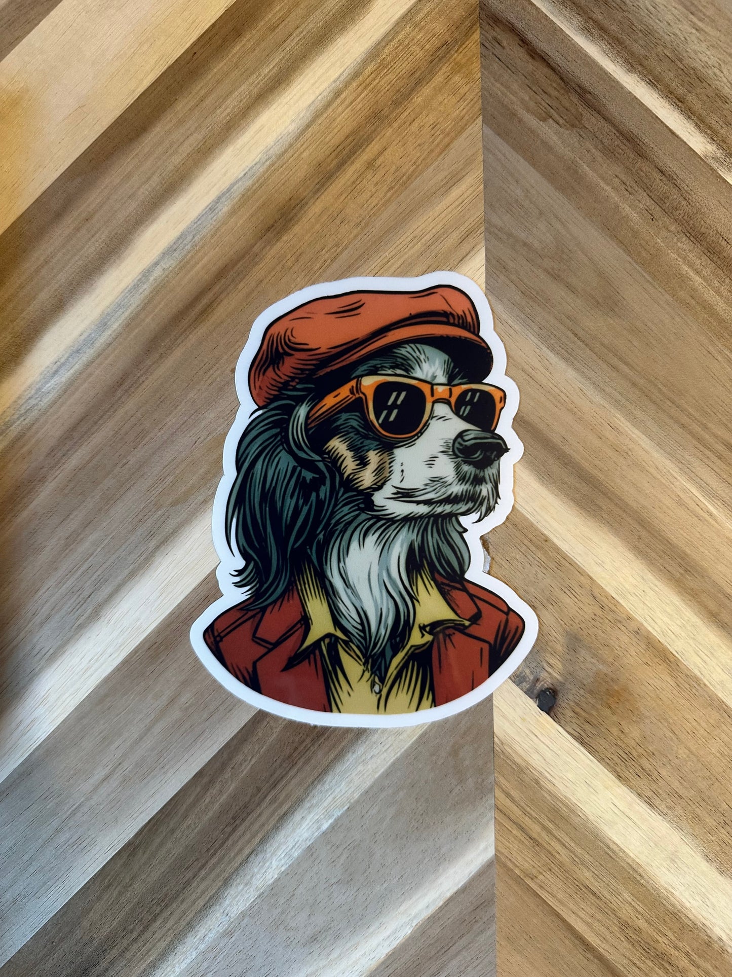 Retro Cool Dog Sticker - Vintage Hipster Cavalier King Charles Spaniel Decal