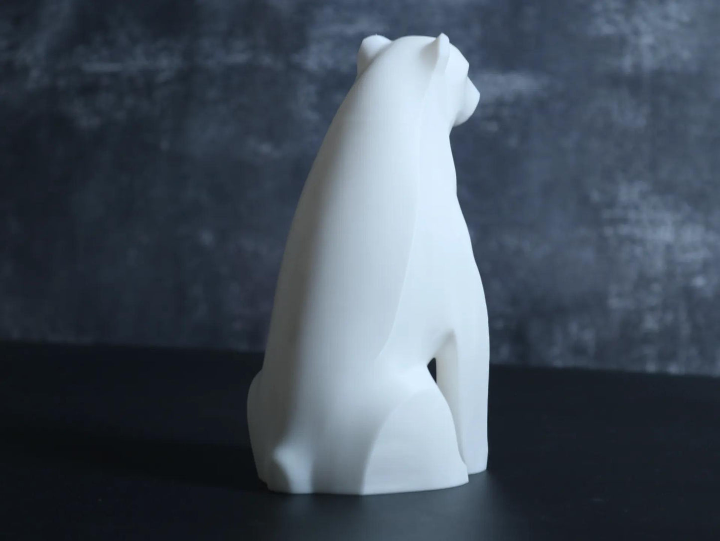 3D Printed Minimalist Polar Bear Sculpture - Modern Arctic Home Decor