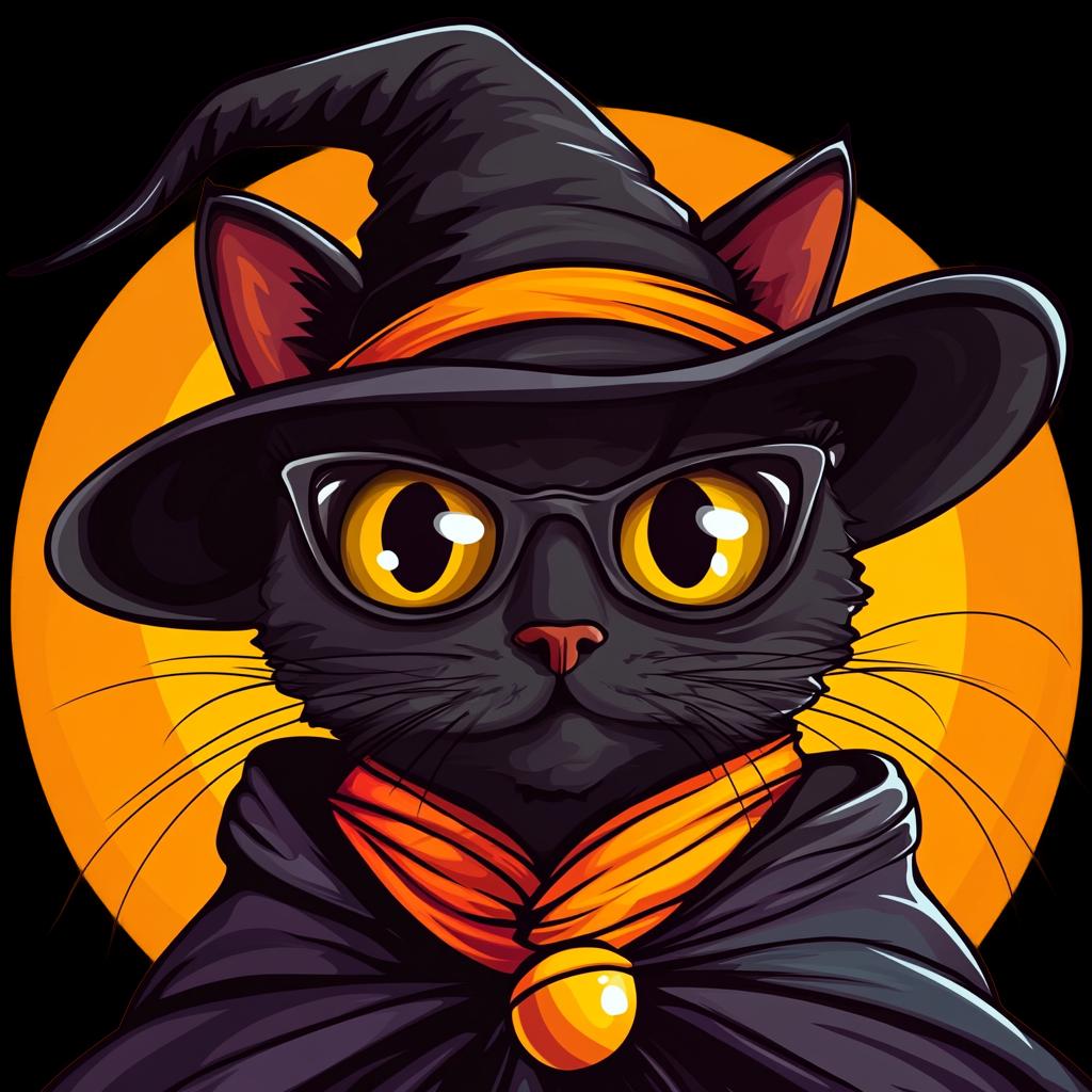 Black Cat Witch Sticker: Halloween Decor