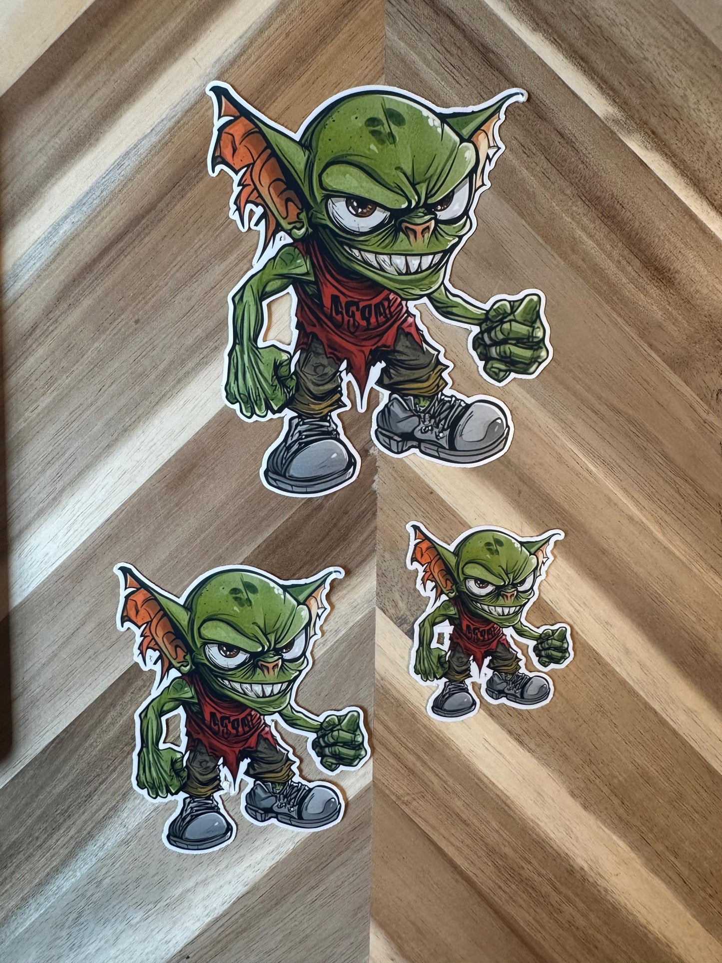 Green Gremlin Vinyl Sticker: Urban Monster Streetwear Decal