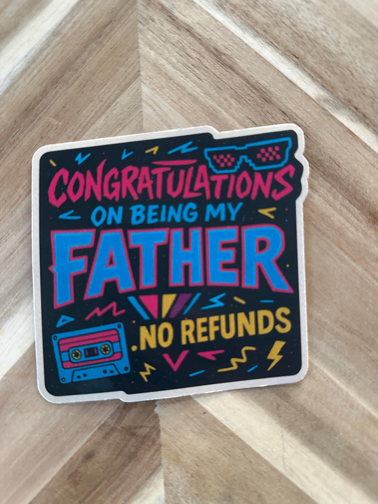 Funny Father's Day Sticker: 80s Retro Dad Humor Decal