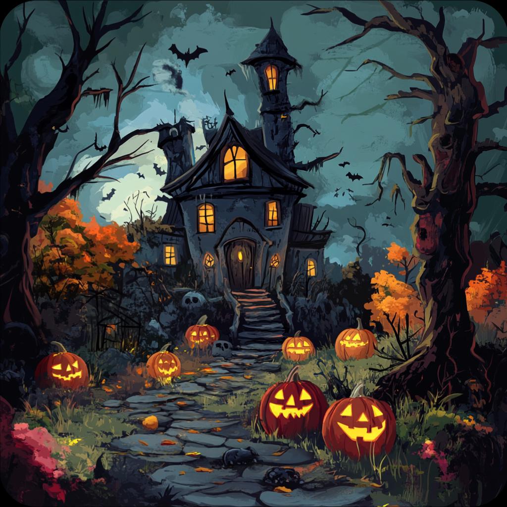 Spooky Haunted House Halloween Sticker
