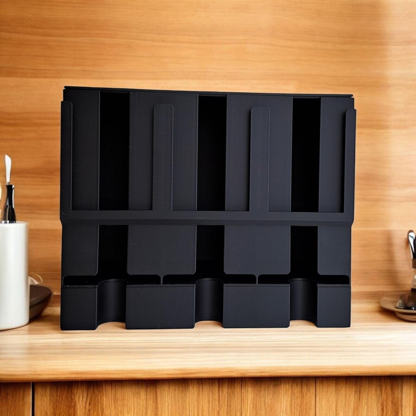 3D Printed Tea Bag Organizer: Modern Matte Black Tea Station