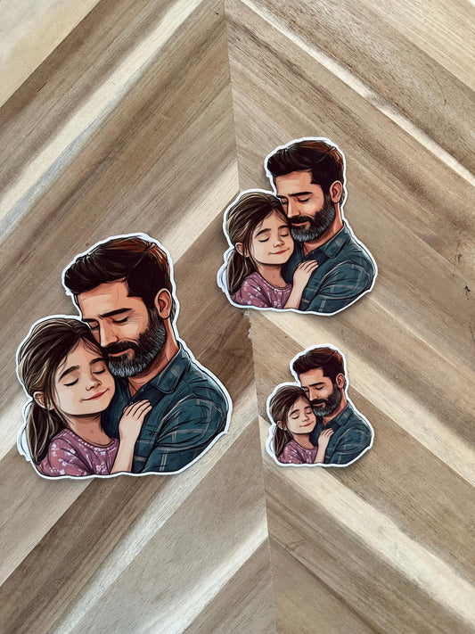 Dad & Daughter Hug Sticker | Father Daughter Bond Decal | Girl Dad Gift | Waterproof Vinyl Sticker | Father's Day Present | Family Love Art