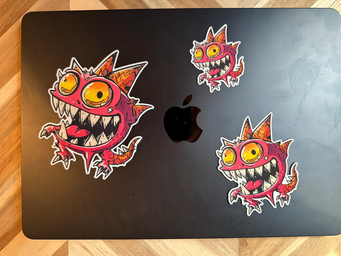 Pink Monster Sticker | Cute Cartoon Creature Vinyl Decal | Gaming Character Art | Waterproof Laptop Sticker