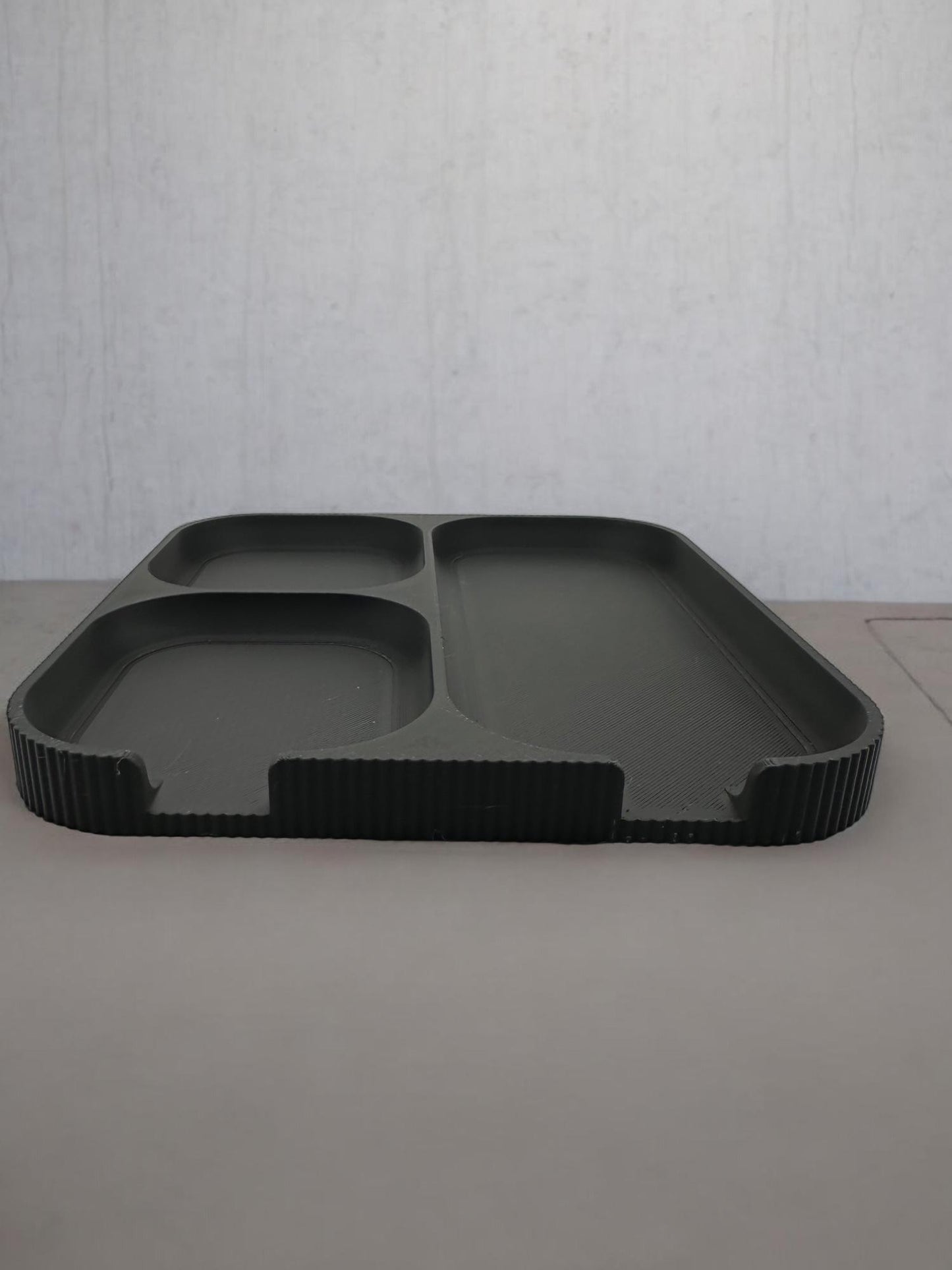 3D Printed Phone Stand Organizer - Minimalist Cream Desk Tray