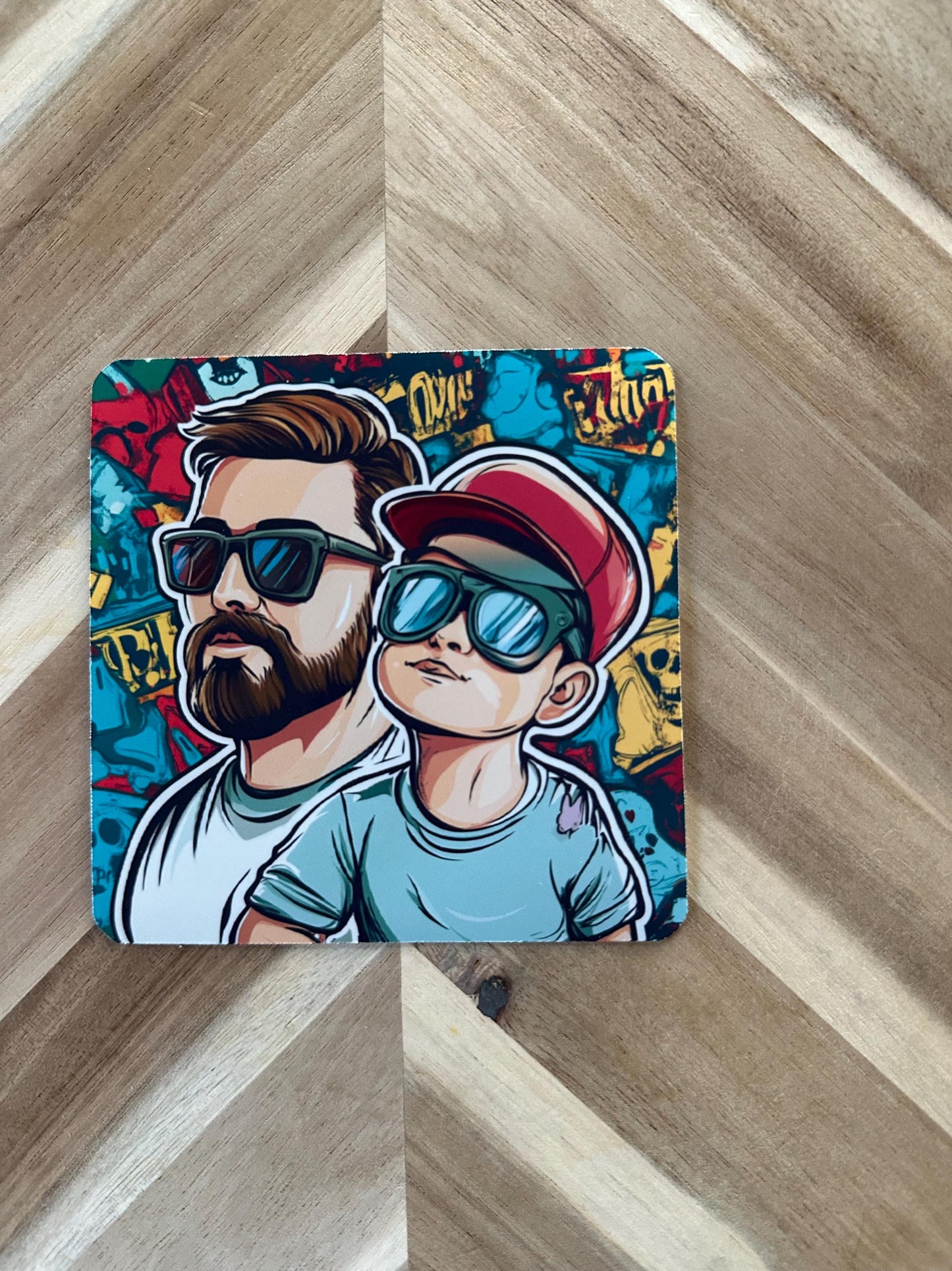 Cool Dad & Son Graffiti Style Sticker | Hip Hop Father Child Decal | Street Art Family Gift | Urban Dad Sticker | Father's Day Present