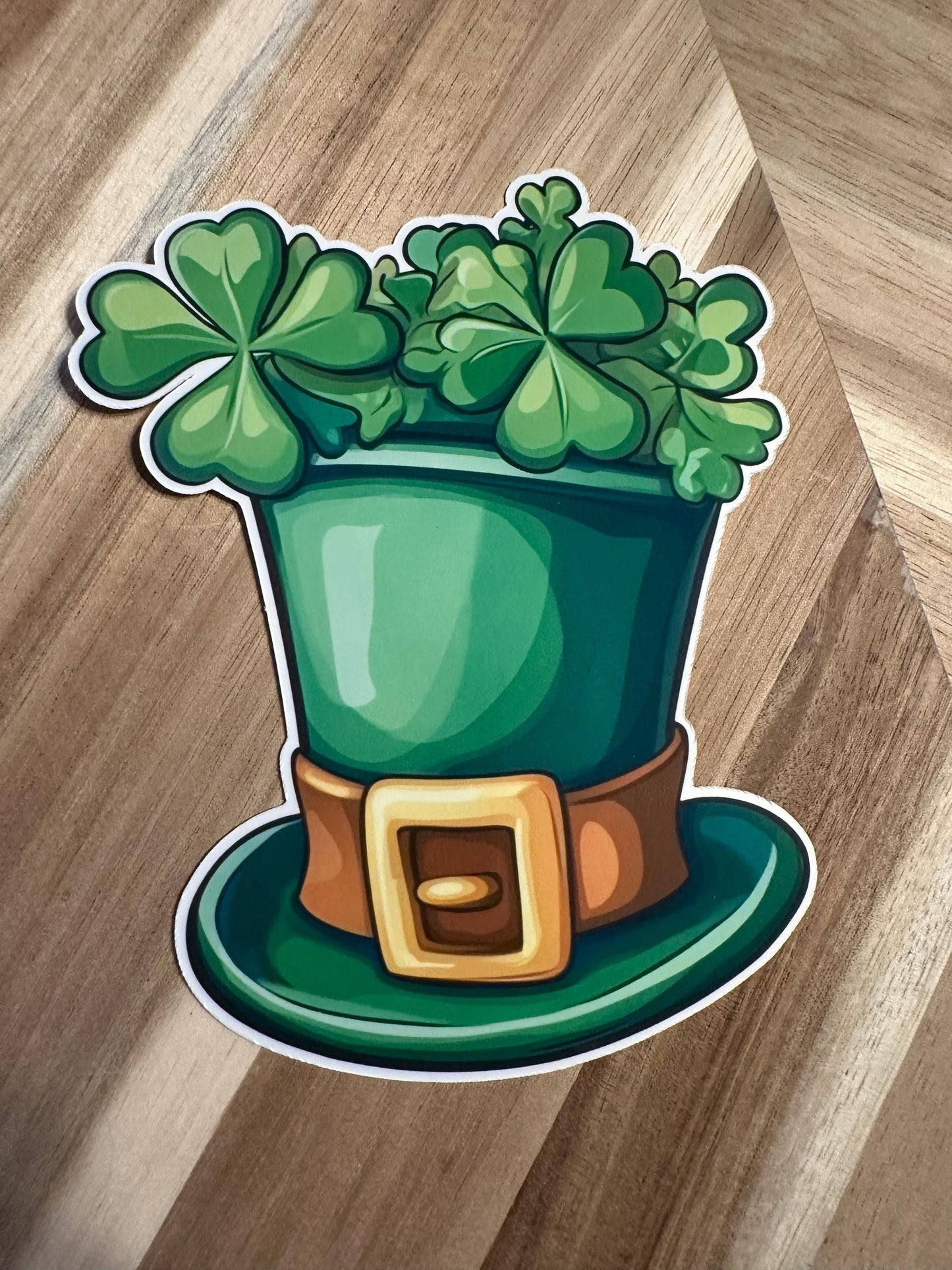 Leprechaun Hat Shamrock Sticker: St Patrick's Day Vinyl Decal
